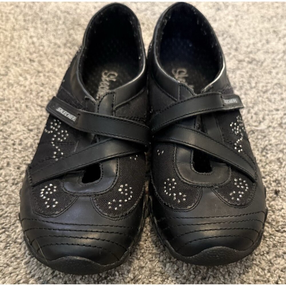 Sketchers Womens Black Rhinestone Bling Mary Janes 721406 Straps Size 6 - Picture 2 of 6